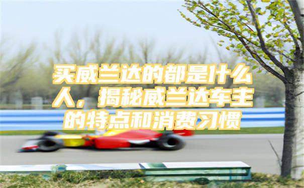 买威兰达的都是什么人，揭秘威兰达车主的特点和消费习惯