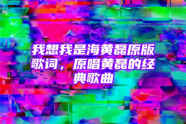 我想我是海黄磊原版歌词，原唱黄磊的经典歌曲