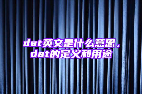 dat英文是什么意思，dat的定义和用途