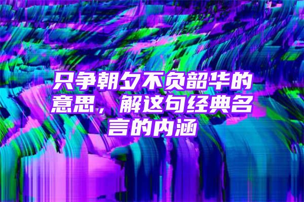 只争朝夕不负韶华的意思，解这句经典名言的内涵