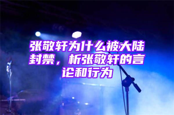 张敬轩为什么被大陆封禁，析张敬轩的言论和行为