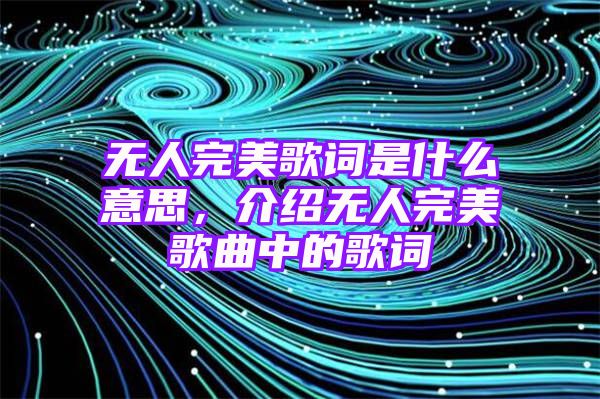 无人完美歌词是什么意思，介绍无人完美歌曲中的歌词