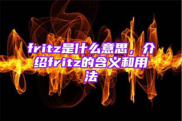 fritz是什么意思，介绍fritz的含义和用法