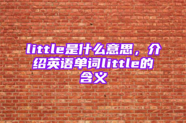 little是什么意思，介绍英语单词little的含义