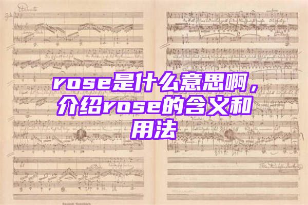 rose是什么意思啊，介绍rose的含义和用法