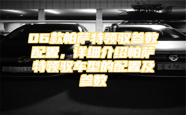 06款帕萨特领驭参数配置，详细介绍帕萨特领驭车型的配置及参数