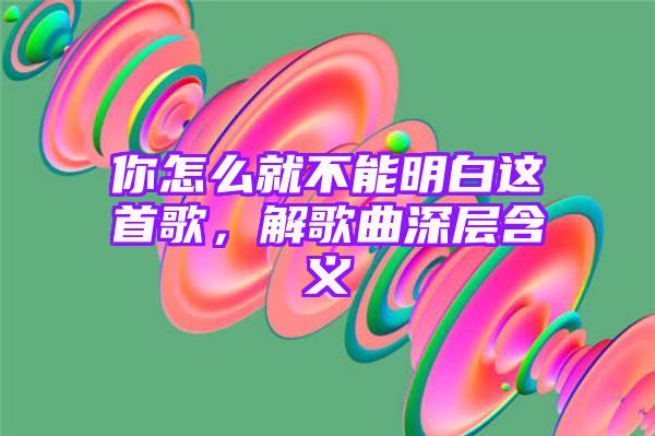 你怎么就不能明白这首歌，解歌曲深层含义