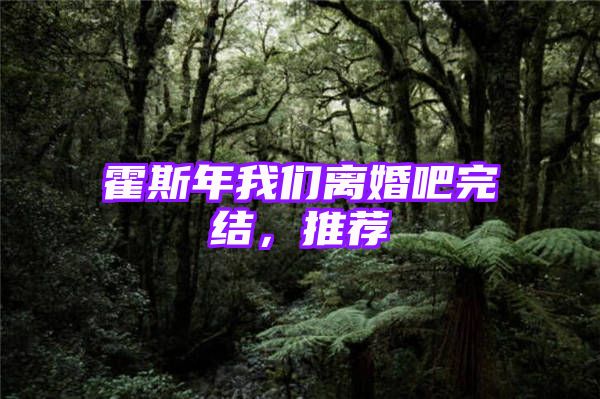 霍斯年我们离婚吧完结，推荐