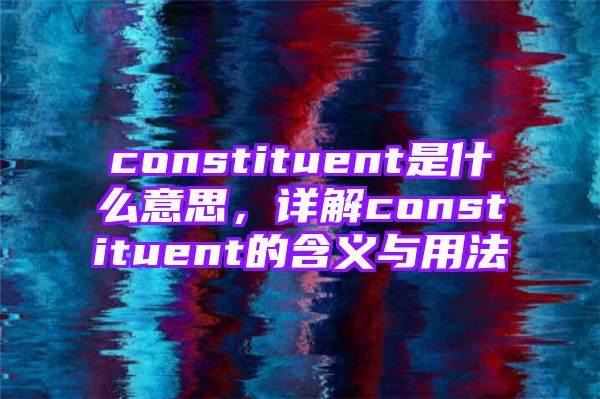 constituent是什么意思，详解constituent的含义与用法