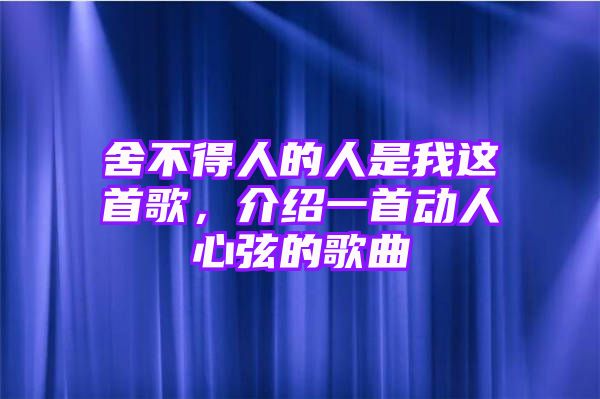 舍不得人的人是我这首歌，介绍一首动人心弦的歌曲