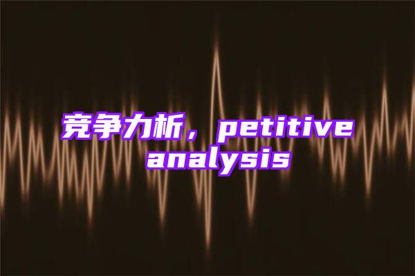 竞争力析，petitive analysis