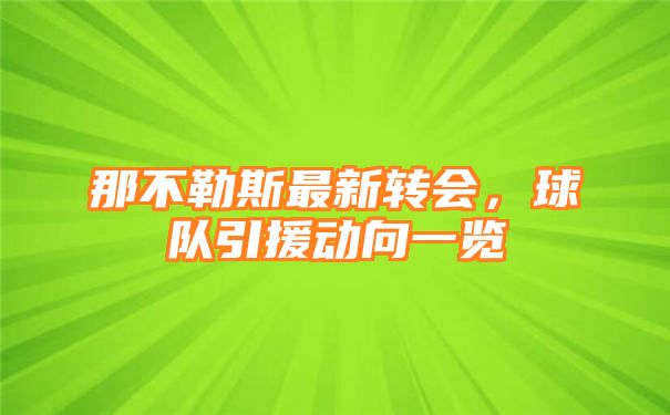 那不勒斯最新转会，球队引援动向一览