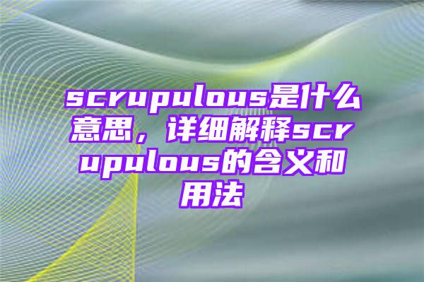 scrupulous是什么意思，详细解释scrupulous的含义和用法