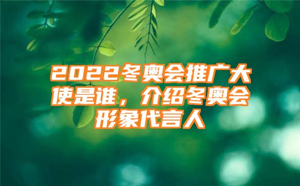 2022冬奥会推广大使是谁，介绍冬奥会形象代言人