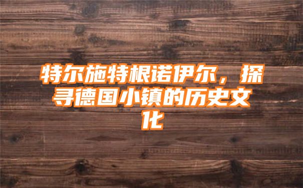 特尔施特根诺伊尔，探寻德国小镇的历史文化