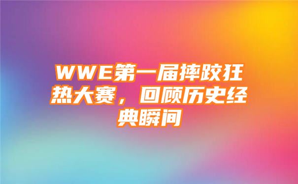 WWE第一届摔跤狂热大赛，回顾历史经典瞬间