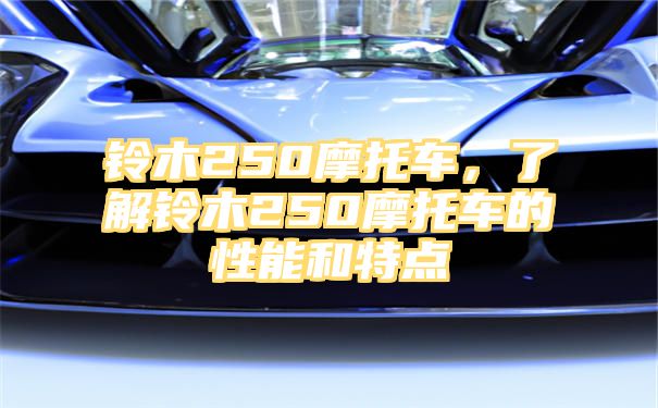 铃木250摩托车，了解铃木250摩托车的性能和特点