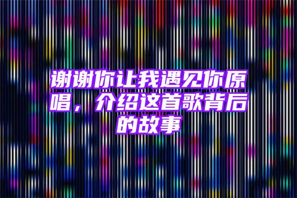 谢谢你让我遇见你原唱，介绍这首歌背后的故事