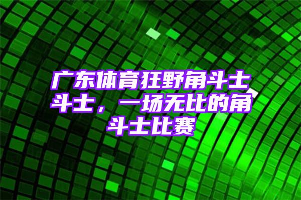 广东体育狂野角斗士斗士，一场无比的角斗士比赛