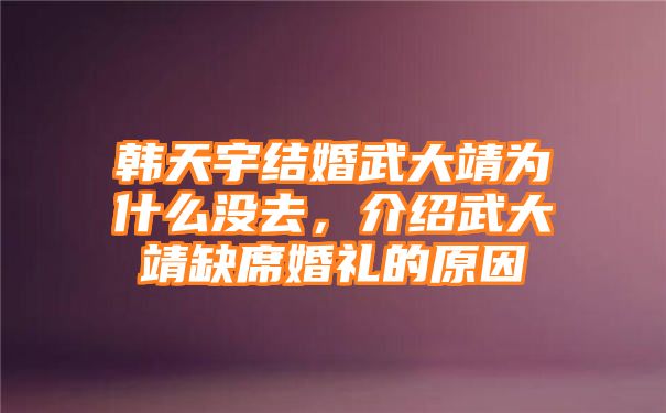 韩天宇结婚武大靖为什么没去，介绍武大靖缺席婚礼的原因