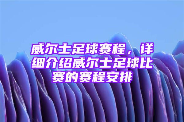 威尔士足球赛程，详细介绍威尔士足球比赛的赛程安排