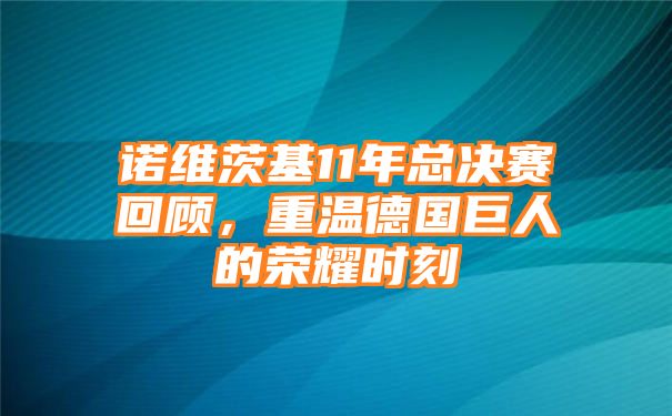 诺维茨基11年总决赛回顾，重温德国巨人的荣耀时刻