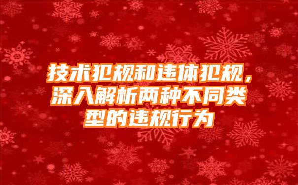 技术犯规和违体犯规，深入解析两种不同类型的违规行为