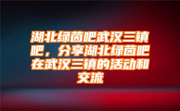 湖北绿茵吧武汉三镇吧，分享湖北绿茵吧在武汉三镇的活动和交流