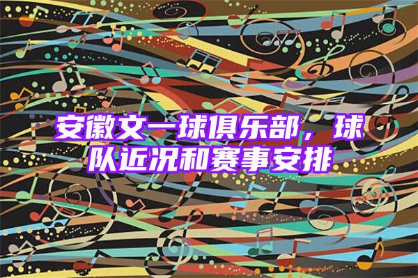 安徽文一球俱乐部，球队近况和赛事安排