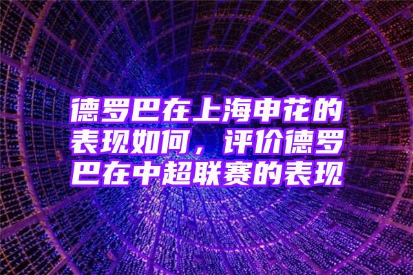 德罗巴在上海申花的表现如何，评价德罗巴在中超联赛的表现