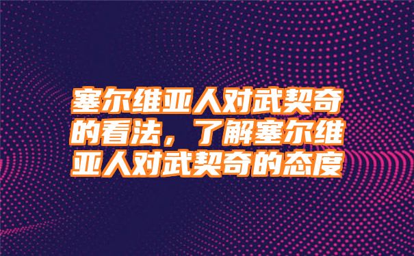 塞尔维亚人对武契奇的看法，了解塞尔维亚人对武契奇的态度