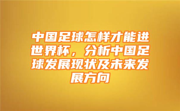 中国足球怎样才能进世界杯，分析中国足球发展现状及未来发展方向