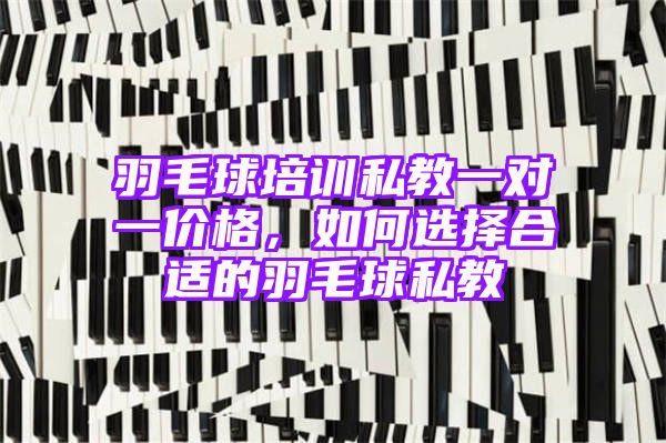 羽毛球培训私教一对一价格，如何选择合适的羽毛球私教