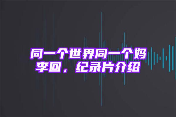 同一个世界同一个妈李回，纪录片介绍