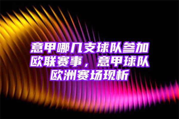 意甲哪几支球队参加欧联赛事，意甲球队欧洲赛场现析