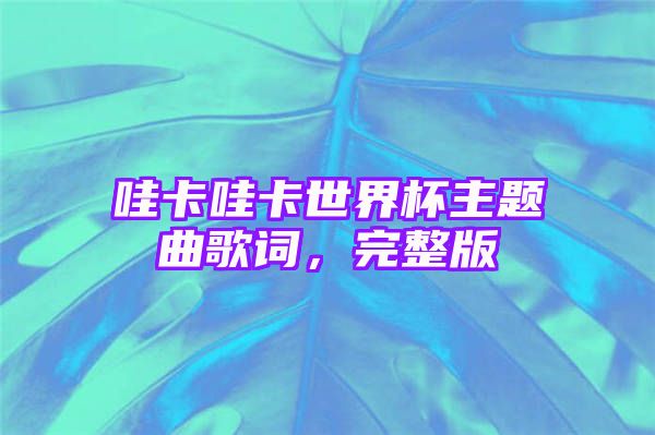 哇卡哇卡世界杯主题曲歌词，完整版