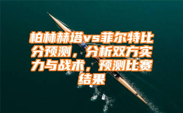 柏林赫塔vs菲尔特比分预测，分析双方实力与战术，预测比赛结果