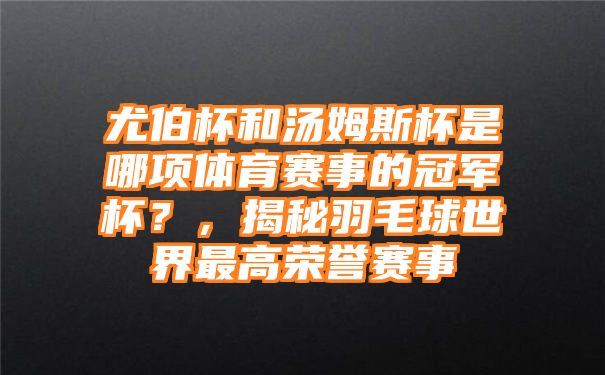 尤伯杯和汤姆斯杯是哪项体育赛事的冠军杯？，揭秘羽毛球世界最高荣誉赛事