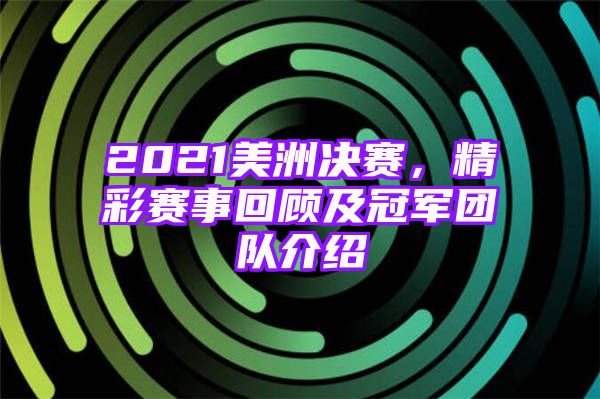 2021美洲决赛，精彩赛事回顾及冠军团队介绍