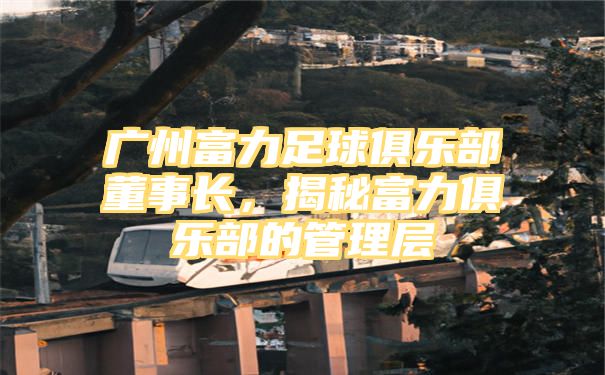 广州富力足球俱乐部董事长，揭秘富力俱乐部的管理层