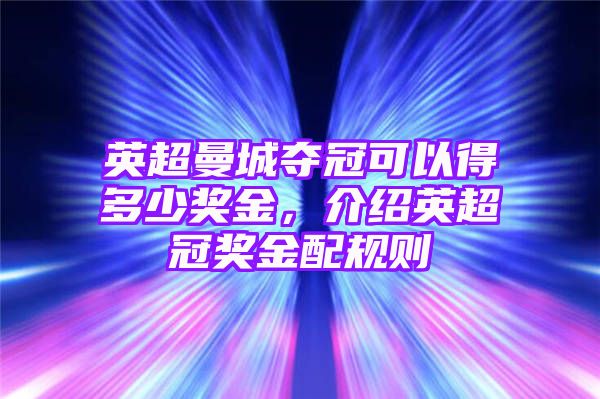 英超曼城夺冠可以得多少奖金，介绍英超冠奖金配规则