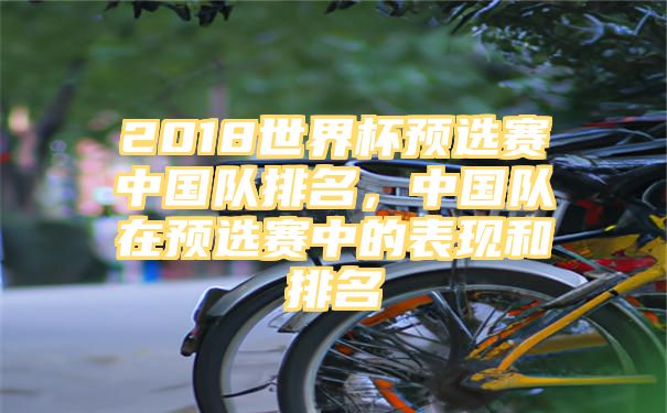 2018世界杯预选赛中国队排名，中国队在预选赛中的表现和排名