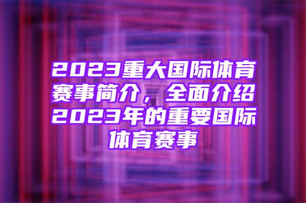 2023重大国际体育赛事简介，全面介绍2023年的重要国际体育赛事