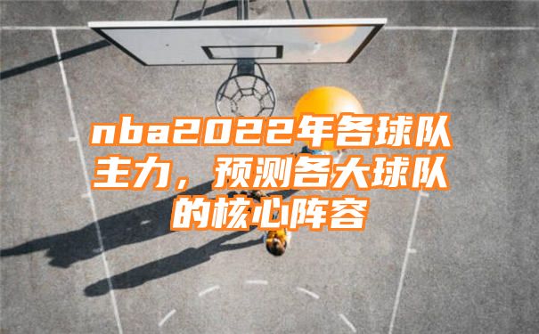 nba2022年各球队主力，预测各大球队的核心阵容