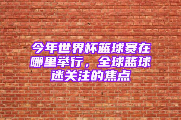 今年世界杯篮球赛在哪里举行，全球篮球迷关注的焦点