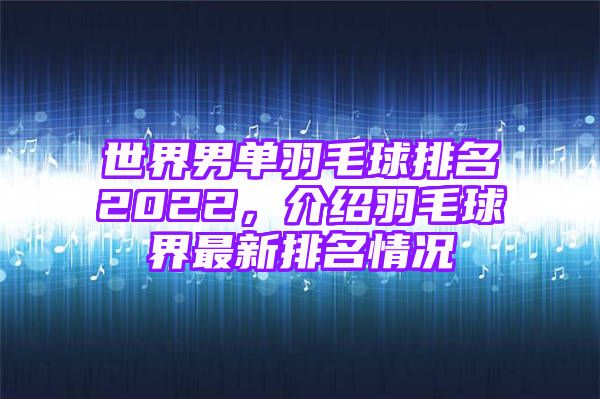 世界男单羽毛球排名2022，介绍羽毛球界最新排名情况