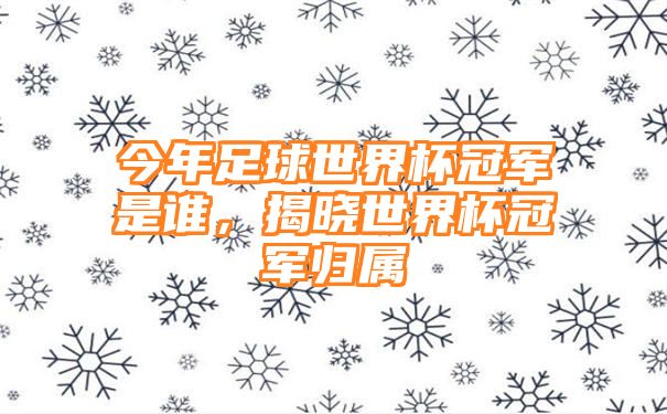 今年足球世界杯冠军是谁，揭晓世界杯冠军归属