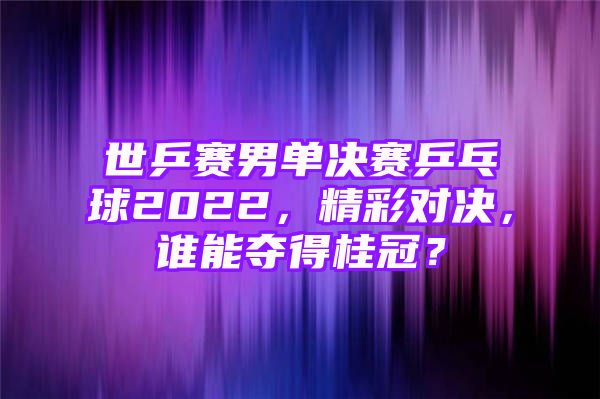 世乒赛男单决赛乒乓球2022，精彩对决，谁能夺得桂冠？