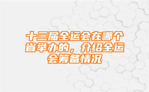 十三届全运会在哪个省举办的，介绍全运会筹备情况